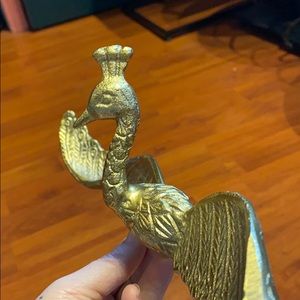 Gold metal peacock wall decor